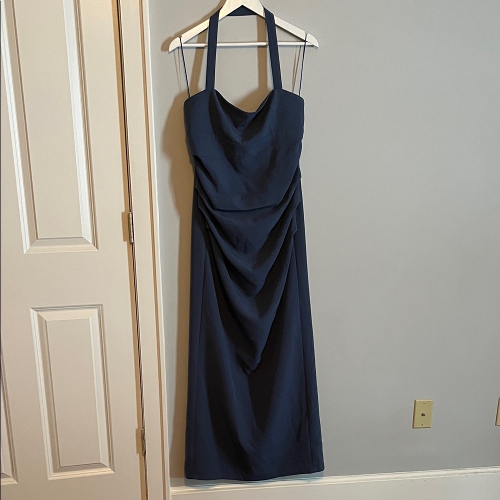 Elegant Navy Halter Dress - LIONESS